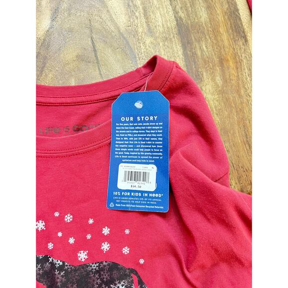 NWT Life Is Good Women's Red Holiday Horse Long Sleeve Crusher T-Shirt Size XL - Picture 6 of 7